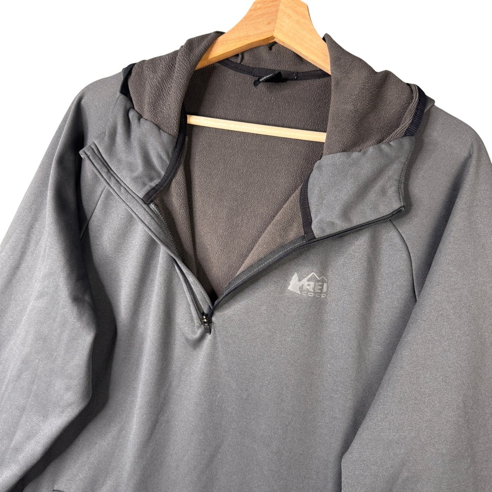 REI Co-op Hyperaxis Fleece 1/4 Zip Hoodie Gray Mens XL 193961 22990-F21